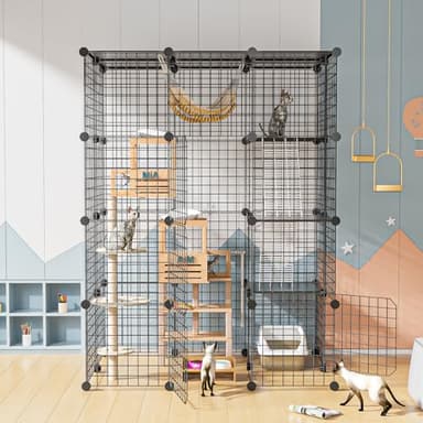PAWING Cat Large Enclosure - DIY Catio Ideal for 1-3 Cats, Indoor & Outdoor, Detachable Metal Wire Kennel, 2x3x4 Exercise Place - Image 7