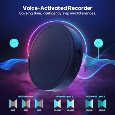 132G (9800 Hour) Voice Activated Recorder - Elasound Voice Recorder with AI-Intelligent Triple Noise Reduction, Portable Audio Recorder for Work, Lectures, Meetings, 100H Continuous Recording Device - Image 4