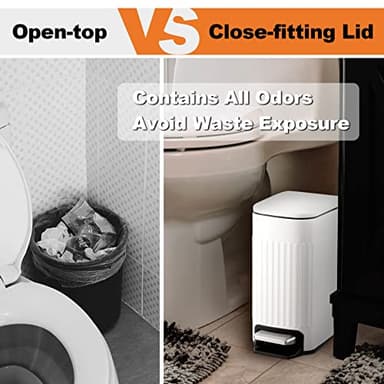 TrashAid Slim Bathroom Trash Can with Lid Soft Close, 6 Liter/1.6 Gallon Stainless Steel Small Garbage Can with Removable Inner Bucket, Step Pedal, Slim Wastebasket for Toilet, Office, Bedroom, White - Image 6