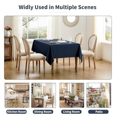 Veblandy Rectangle Tablecloth Weaved Textured Water Resistant Spill Proof Table Cloth, Decorative Fabric Wrinkle Free Table Cover for Events and Dinner, 60 x 84 Inch, Navy Blue - Image 7
