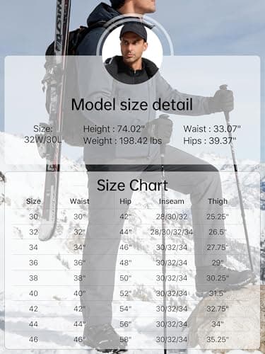 FREE SOLDIER Men's Outdoor Softshell Fleece Lined Cargo Pants Snow Ski Hiking Pants with Belt(Orange 38W x 32L) - Image 9