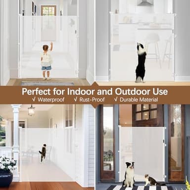 55 Inch Extra Tall Pet Gate Tall Retractable Baby Gate - No Jumping, Extends to 55" Wide Retractable Gate Outdoor Retractable Dog Gate Indoor Extra Tall Baby Gate Tall Pet Gates for Doorways, White - Image 4