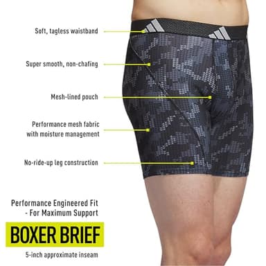 adidas Men's Performance Athletic Mesh Boxer Brief Underwear 3-Pack, Moisture Wicking, Sport Comfort, Digi Camo Black-Onix/Black/Clear Grey, Large - Image 2