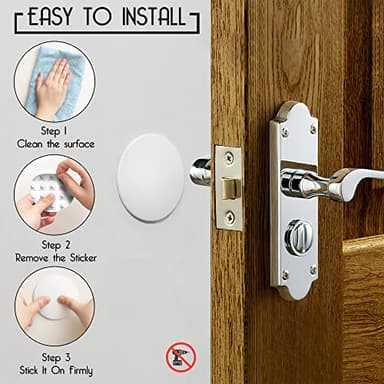Door Stoppers - Large 3.15" (4 PCS) - Door Stoppers for Wall with Strong Back Adhesive - Quiet and Shock Absorbent Silicone Wall Protectors from Door Knobs - Protects Every Surface - White - Image 2