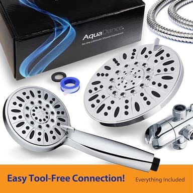 AquaDance 7" Premium High Pressure 3-Way Rainfall Combo for The Best of Both Worlds - Enjoy Luxurious Rain Showerhead and 6-Setting Hand Held Shower Separately or Together - Chrome Finish - 3328 - Image 6