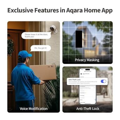 Aqara G100, 2K Indoor/Outdoor Security Camera, HomeKit Secure Video, 2-Way Audio, Spotlight Color/IR Night Vision, AI Detection, 140° FOV, Wi-Fi 6, Supports HomeKit, Alexa, Google and IFTTT, White - Image 7