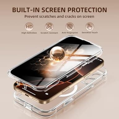 BERFY for iPhone 16 Pro Case, Compatible with MagSafe, Built-in Privacy Screen Protector and Camera Protection, Anti-Spy Full Body Shockproof Clear Phone Case for 16 Pro 6.3", Transparent - Image 4