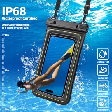 Kebrela IP68 Waterproof Phone Pouch Up to 6.8", Floating Waterproof Phone Case for iPhone 15 14 13 Pro Max, Galaxy S24 S23 S22 Ultra, Cellphone Dry Bag Cruise Beach Essential, Black - Image 5
