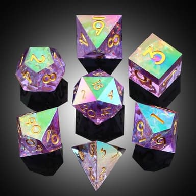 Iridescent Plating Lilac Sharp D&D Dice, DNDND Handmade DND Resin Sharp Edge D&D Die with Gift Case for Dungeons and Dragon Tabletop Games (Iridescent Plating Lilac) - Image 5