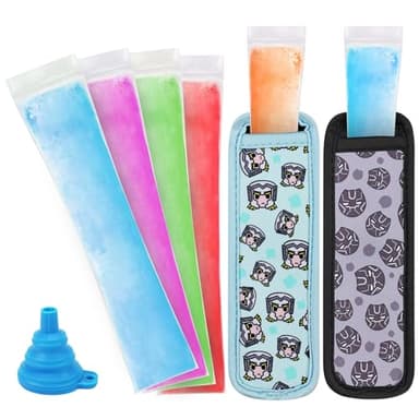 Freezer Pop Bags Set Including 50 Disposable Ice Popsicles Molds 2 Popsicle Holders for Kids, Popsicle Bags With Zip Seals for Healthy Snacks, Yogurt Tubes, Juice Fruit Smoothies Popsicle Mold - Image 1
