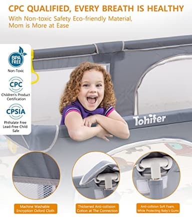 Baby Playpen with Mat, Large Baby Play Yard for Toddler, BPA-Free, Non-Toxic, Safe No Gaps Playards for Babies, Indoor & Outdoor Extra Large Kids Activity Center 79"x59"x26.5" with 0.4" Playmat - Image 3