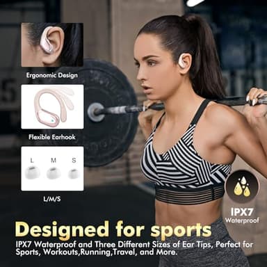 Wireless Earbuds Bluetooth Headphones 80hrs Playback Ear Buds Power Display with Noise Canceling Mic Headsets for Sports/Workout/Running Rose Gold - Image 5