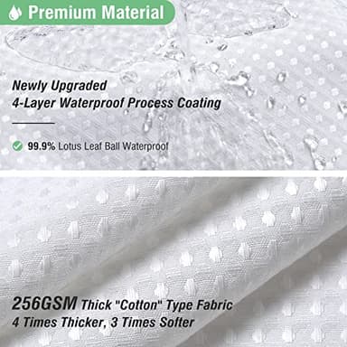 Dynamene White Fabric Shower Curtain， Waffle Weave Heavy Duty Hotel Luxury Cloth Shower Curtains for Bathroom, 72 Inch 256GSM Weighted Bath Curtain Set with 12 Plastic Hooks,72x72 - Image 3