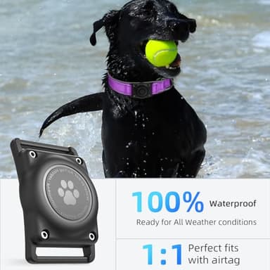 Airtag Dog Collar - 100% Waterproof Air tag Dog Collar Holder for Apple AirTag, Reflective, Soft Padded, Everlasting, GPS Dog Collar for Small Medium Large Dogs (Purple, M) - Image 2
