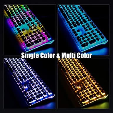 RK ROYAL KLUDGE S108 Typewriter Keyboard, Retro Mechanical Gaming Keyboard Wired 108 Keys with RGB Backlit Sidelight, Detachable Wrist Rest, Round Keycaps Blue Switches - Black - Image 6