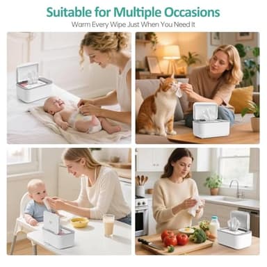 Baby Wipe Warmer, Wipe Warmer and Baby Wet Wipes Dispenser, Smart Precise Temperature Control Large Capacity Evenly Overall Heating Silence, Wipes Warmer for Babies Portable Wipe Warmer (White) - Image 4