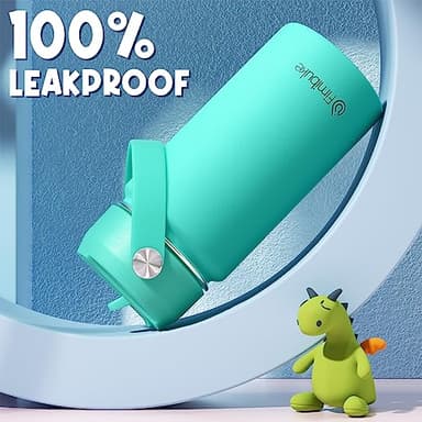 Fimibuke Kids Insulated Water Bottle - 14oz BPA-FREE 18/8 Stainless Steel Travel Tumbler Leak Proof Double Wall Vacuum Kid Cup with Straw Metal Water Bottle for School Boys Girls（2 Pack, Candy/Bubble） - Image 4