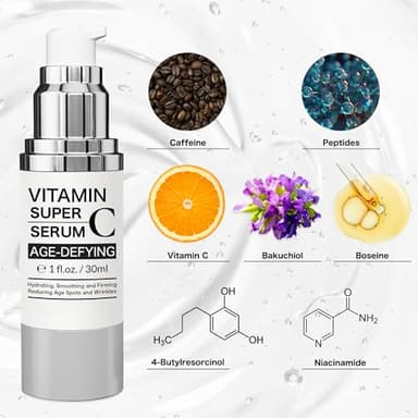 Super Vitamin C Serum for Women over 70, Wrinkle Cream for Face, Anti Aging Cream, Hydrates, Softens, Lifts and Firms Super Vitamin C Serum (30ml, Orange) - Image 3
