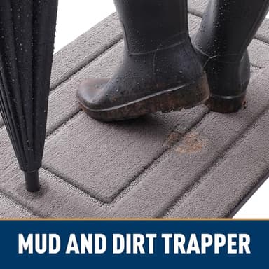 Smiry Dog Door Mat for Muddy Paws Indoor Entrance, Absorbs Moisture and Dirt Low-Profile Washable Front Door Mat for Floor Home Entryway (30x20 Inches, Grey) - Image 2