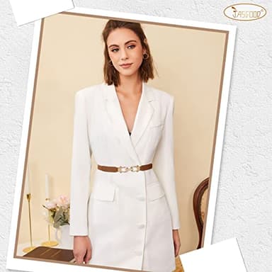 JASGOOD 2 Pack Women Stretchy Waist Belt Retro Elastic Skinny Belt for Ladies with Gold Buckle - Image 4