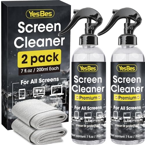 Screen Cleaner Spray 14oz (7oz x 2 Pack) - TV Screen Cleaner Spray and 2 Microfiber Cloths, Computer Screen Cleaner & Car Screen Cleaner for TV, Monitor, Laptop, MacBook, iPad and Electronic Devices - Image 1