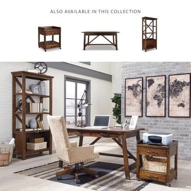 Signature Design by Ashley Baldridge Rustic Industrial Office Printer Stand with Storage, Brown - Image 5