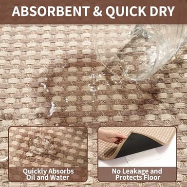 YDKGL Kitchen Mats for Floor, Super Absorbent Kitchen Rugs Non Slip Washable, Rubber Backing Soft Chenille Braided Kitchen Floor Mat Standing Mat Sink Mat, Easy to Clean, Brown 17"x28" - Image 5