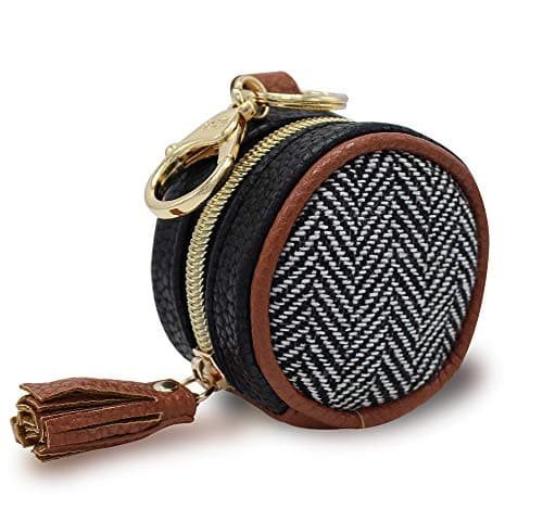 Itzy Ritzy Pacifier Holder Case with Clip - Pacifier Case Includes Clasp to Easily Attach to a Diaper Bag or Purse, Measures 2.5" in Diameter and Holds 2 Pacifiers (Coffee & Cream) - Image 1