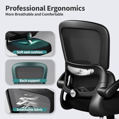 TRALT Office Chair - Ergonomic Desk Chair with Adjustable Lumbar Support, Mesh Computer Chair, Executive Chairs for Home Office Comfortable Lumbar Support (Black) - Image 7
