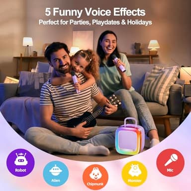Kinglucky Karaoke Machine for Kids Girls Ages 3-12 with 2 Light-Up Microphones, Bigger Size Yet Portable Bluetooth Speaker with Voice Effects for Birthday, Family Fun & Party (Purple) - Image 4