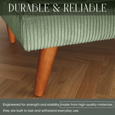 DreamDashio Futon Sofa Bed, 69 inch Futon Couch with Adjustable Backrest, Corduroy Convertible Sleeper Sofa Bed, Folding Sleeper Recliner for Apartment, Living Room, Office, Green - Image 8