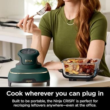 Ninja Crispi 5-in-1 Portable Glass Air Fryer, 4-QT, 2.5-QT & 6-Cup Glass Containers with Crisper Plates & Storage Lids, Microwave, Freezer & Dishwasher Safe, British Racing Green, FN103BF - Image 12