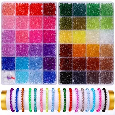 XSEINO 3760 Pieces 6mm Crystal Beads for Jewelry Making, 47 Colors Crystal Acrylic Beads for Bracelets Jewelry Making and DIY Crafts - Image 7