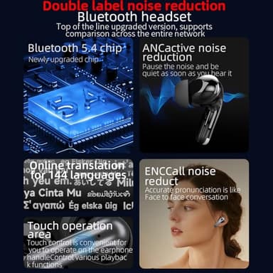 Translation Earbuds Real Time, 3 in 1 Language Translator Earbuds in Real Time 144 Languages & Accents, Translation Headphones Wireless Bluetooth, Ai Translating Earbuds (Diamond Black, 1 Pack) - Image 3