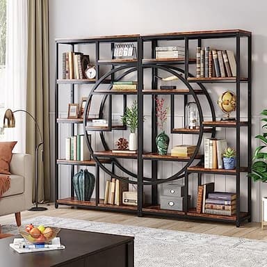 Tribesigns Bookshelf, Industrial 5 Tier Etagere Bookcase, Freestanding Tall Bookshelves Display Shelf Storage Organizer with 9-Open Storage Shelf for Living Room, Bedroom - Image 8