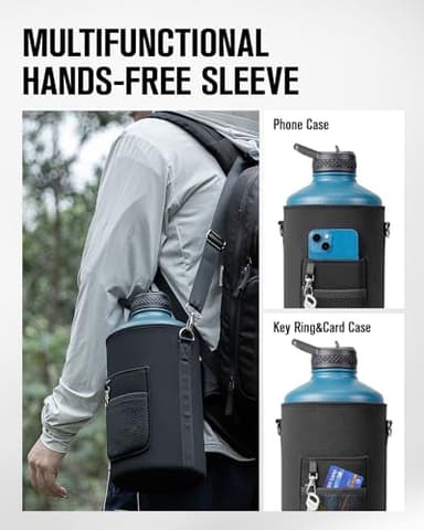 Coolplus Gallon Water bottle insulated with straw, Water Jug 128 oz Stainless Steel Double-Walled Vacuum Metal Large Flask With Carry Sleeve Bpa-Free Leakproof, Keep Cold 48 Hrs, Blue Black - Image 6