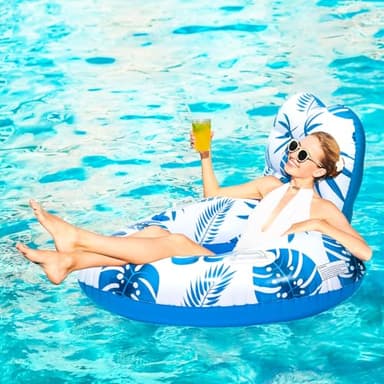 Etegow [2025 New Model] Inflatable Unibody Pool Lounger Float with Cup Holders and Handle, Ideal Pool Toys for Beach,Lakes, Rivers,Water Party Beach Vacation Essentials - Image 8
