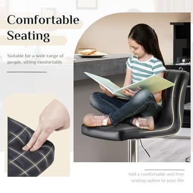 DUMOS Bar Stools Set of 4, 24 inch Counter Height Bar Stools, Upholstered Modern Kitchen Barstools with Metal Base, PU Leather Saddle Stools for Kitchen Island, Black - Image 4