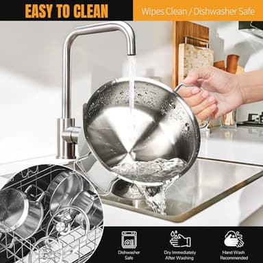 Aufranc Stainless Steel pots and pans set, 6 Piece Nonstick Kitchen Induction Cookware Set,Works with Induction/Electric and Gas Cooktops, Nonstick, Dishwasher - Image 6