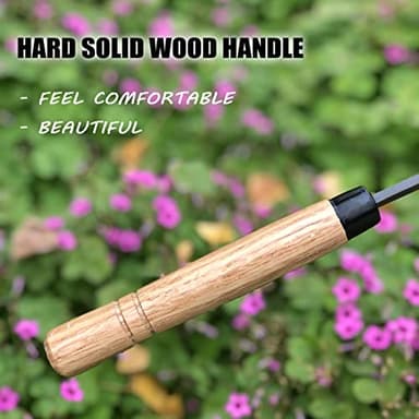 SHANFEEK Grass Sickle Japanese Weeding Hoe Garden Hand Tool Weeding Tools for Garden High-Strength Steel with Solid Wood Handle (Grey) - Image 3