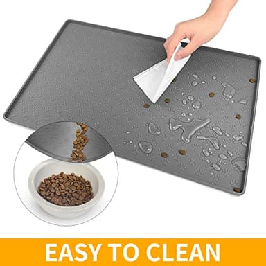 Ptlom Pet Placemat for Dog and Cat, Mat for Prevent Food and Water Overflow, Suitable for Small, Medium and Big Pet,24.5" 16.5", Grey - Image 7