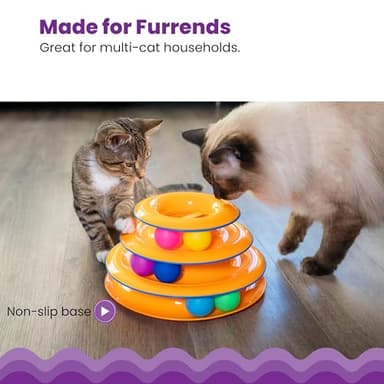 Catstages Tower of Tracks – 3-Level Interactive Cat Toy with 6 Spinning Balls, Non-Slip Base, Ideal for Indoor Cats, Orange - Image 4