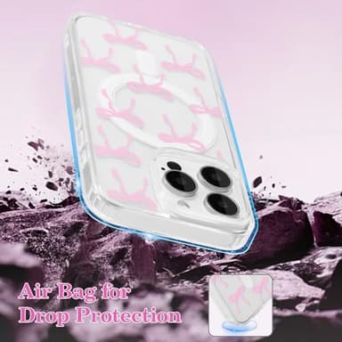 UEEBAI Magnetic for iPhone 16 Pro Max Case, Bow Case Compatible with MagSafe, Wireless Slim Clear Ribbon Aesthetic Phone Cover Anti-Yellowing Shockproof Protective Cover for Women Girl - Pink - Image 6