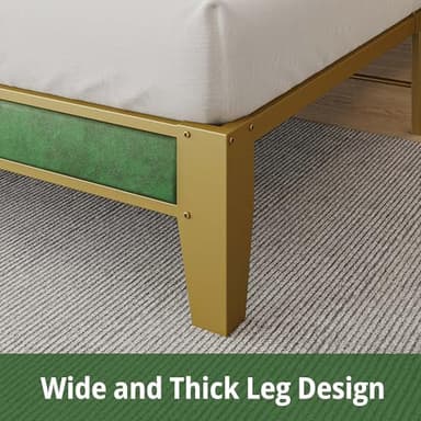 ANCTOR Twin Bed Frames, Storage Headboard with Outlets, Easy to Install, Sturdy and Stable, No Noise, No Box Springs Needed, Emerald - Image 5