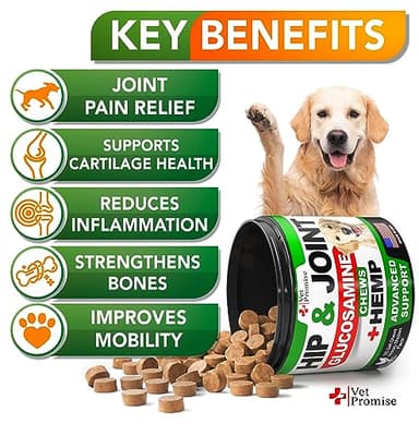 Vet Promise Hemp Hip and Joint Support Supplement for Dogs - Glucosamine for Dogs - Hemp Oil, MSM, Chondroitin - Support for Joint Pain Relief and Health - 120 Soft Chews - Made in USA - Image 2