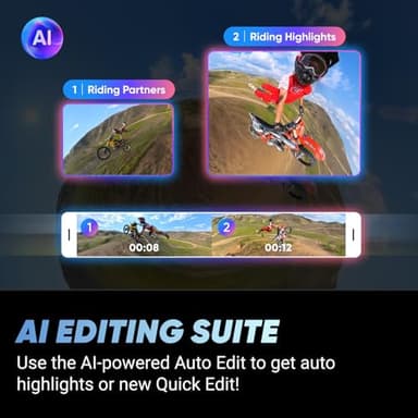 Insta360 X4 Motorcycle Handlebar Bundle - Waterproof 8K 360 Action Camera, 4K Wide-Angle Video, Invisible Selfie Stick Effect, Removable Lens Guards, 135 Min Battery Life, AI Editing, Stabilization - Image 9