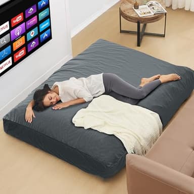 Bean Bag Chairs for Adults - Giant Bean Bag Chair Convertible Bean Bag Bed - Beanbag Chair with Micro Fiber Cover/Furniture Foam Filler - Floor Couch Sofa in Bedroom Dorm Room - Full Charcoal - Image 2