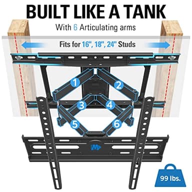 Mounting Dream TV Wall Mount for Most 32-65 Inch TV, Full Motion TV Mount with Dual Arms, Wall Mount Bracket with Swivel and Tilt, Fits 16", 18", 24" Studs, Max VESA 400x400mm, 99 LBS, MD2380-24K - Image 2