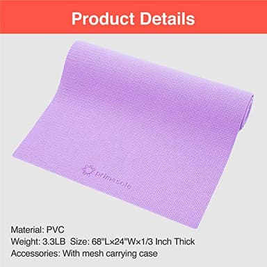 Primasole Yoga Mat with Carry Strap for Yoga Pilates Fitness and Floor Workout at Home and Gym 1/3 thick (Quartz Purple Color) PSS91NH010A - Image 5