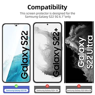 NEW'C 3 Pack Designed for Samsung Galaxy S22 5G, Screen Protector Tempered Glass, Case Friendly Anti Scratch Bubble Free Ultra Resistant - Image 5